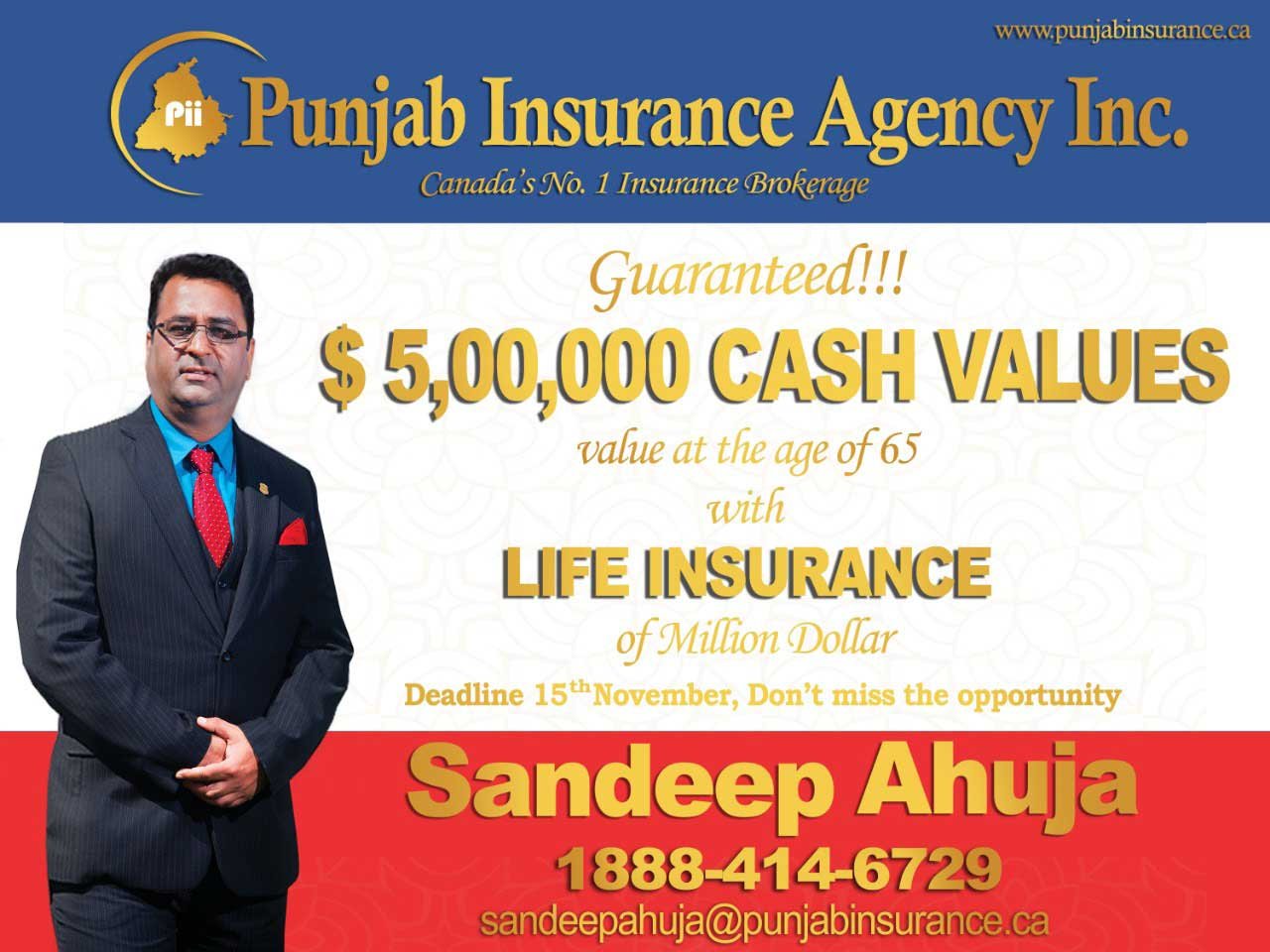 ONE MILLION LIFE INSURANCE WITH ½ MILLION GUARANTEED CASH VALUES