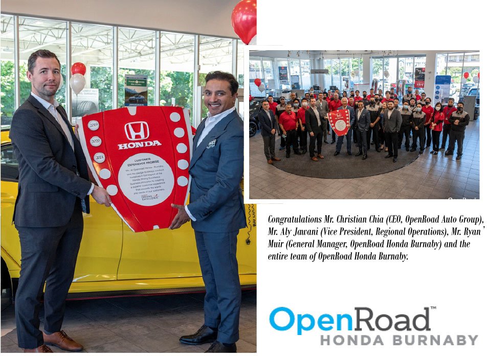 OpenRoad Honda Burnaby wins Honda Driving Excellence award for the 3rd year in a row