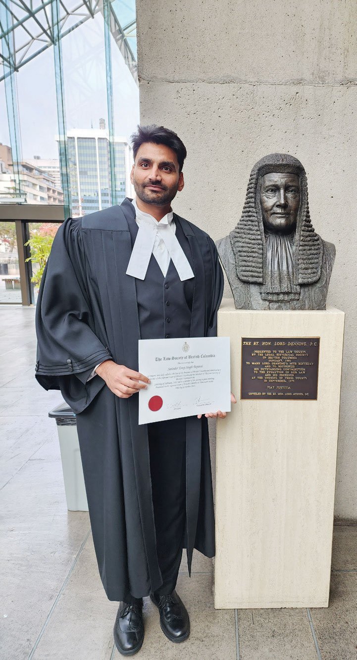 Satinder Deep Boparai climbs ladder of success, becomes member of BC Law Society